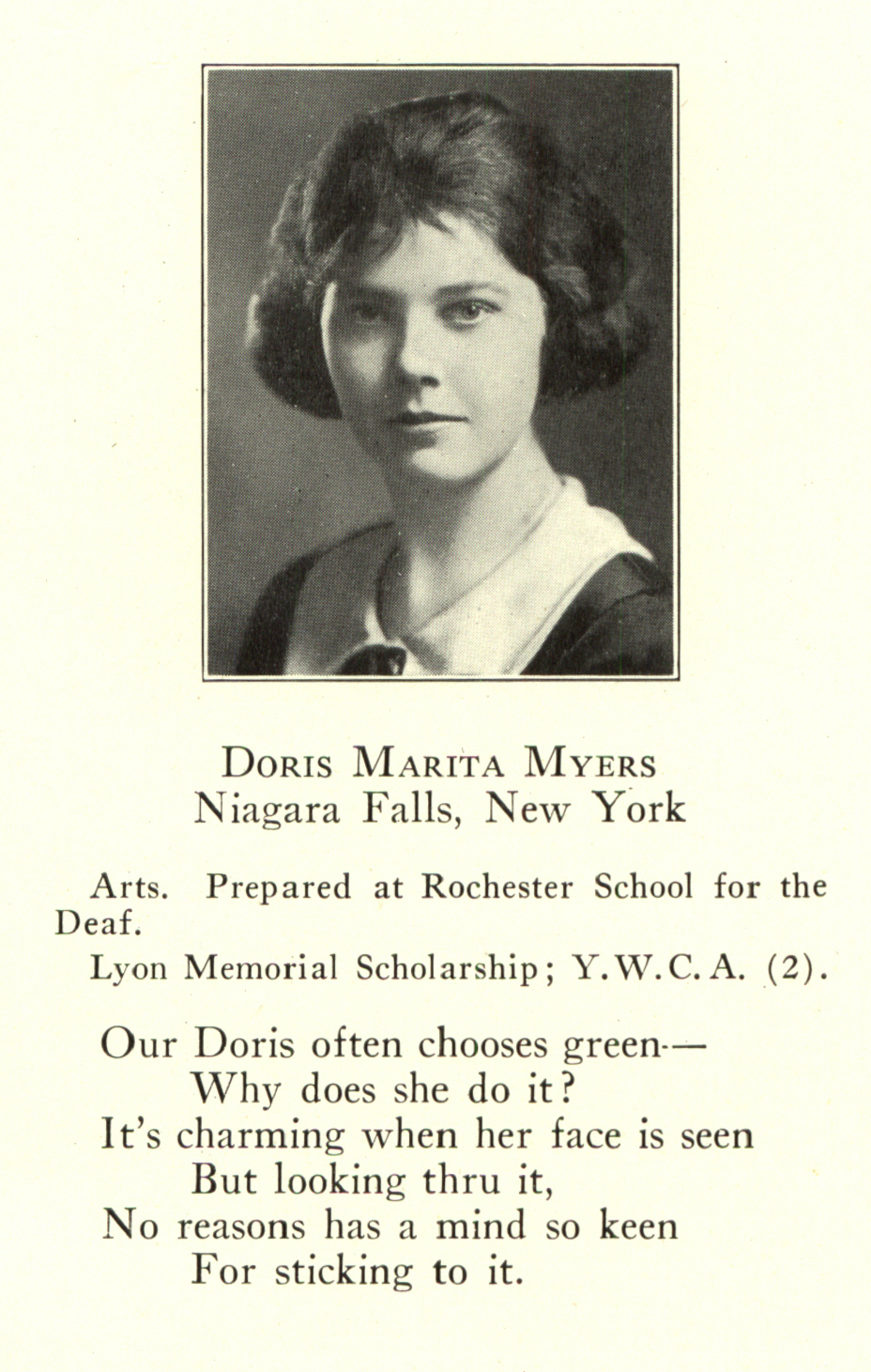 Doris Myers, Croceus yearbook