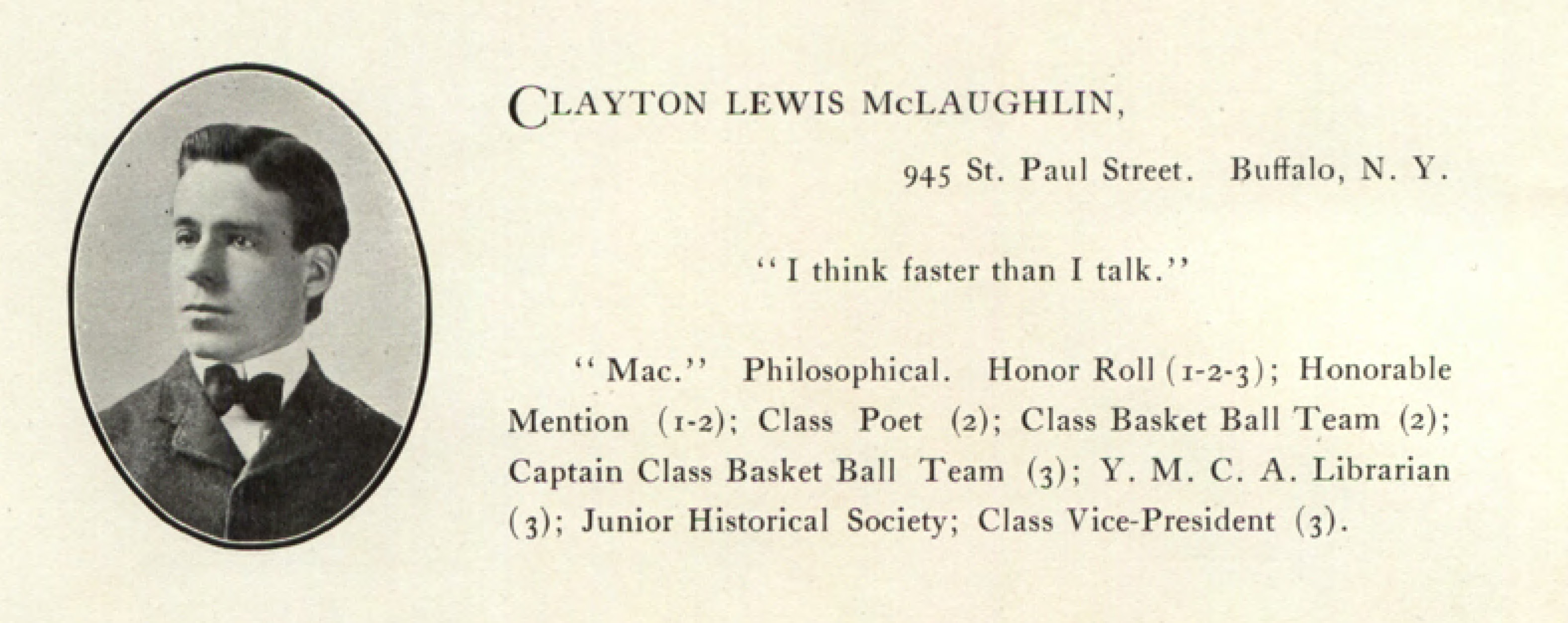 McClaughlin, 1903 Interpres yearbook